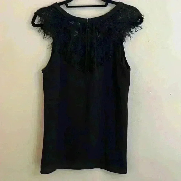 41 Hawthorn Black Sleeveless Blouse Top with Crochet Detail Size M - Picture 6 of 12